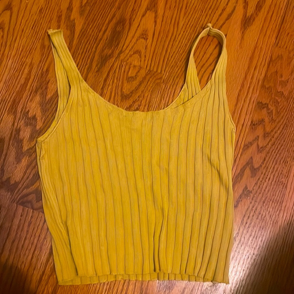 TRENDY AESTHETIC bright yellow cute happy crop top